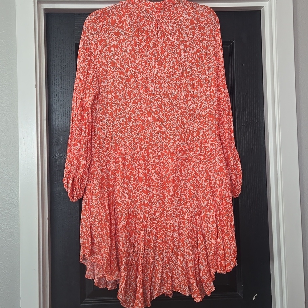 Olivaceous Orange & White Floral Cottagecore Handkerchief Hem Dress Size Medium - Picture 6 of 12